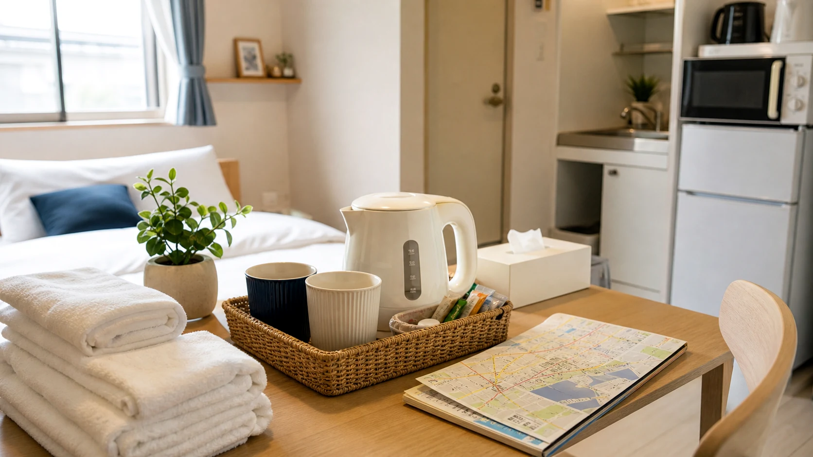 Clean and realistic private-stay hospitality image